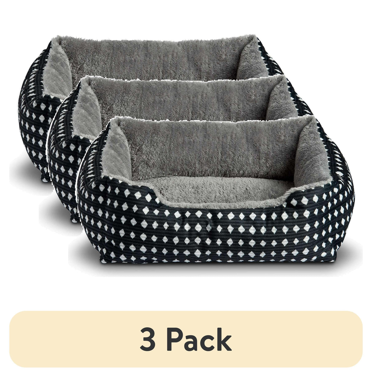 Vibrant Life Dog Bed, Cat Bed, Puppy Bed, Plush Cuddle Bed for Small Breeds, 19" x 15",Black & White Diamonds