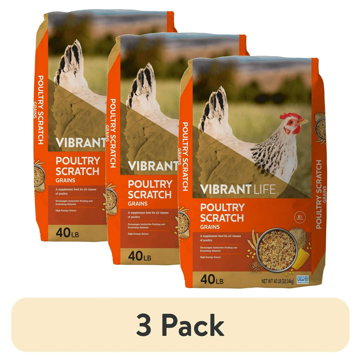 Vibrant Life Poultry Scratch Grains, 40 lb Bag