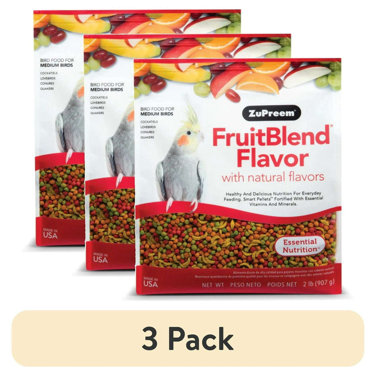 ZuPreem FruitBlend Flavor with Natural Flavors Bird Food for Medium Birds