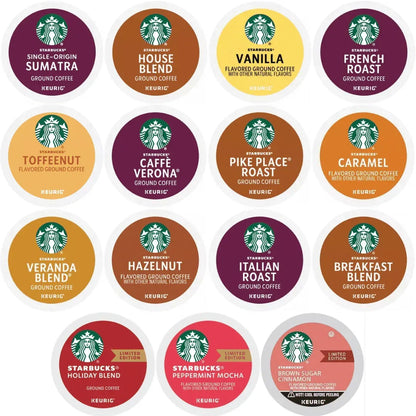 30 Count—Starbucks Variety Pack Sampler K-Cup Coffee Pods—Including Starbucks Blonde, Medium, Dark Roast, Flavored & Holiday Blend Coffee—for Keurig Brewers—1 box (15 Unique Flavors)