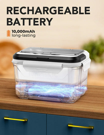 Cordless Electric Lunch Box, Heated Lunch Box Battery Powered with Automatic Scheduled Heating, 5.5 Cups Capacity, with Removable Tray Divider, Dishwasher Safe, for Hot Meals Anywhere
