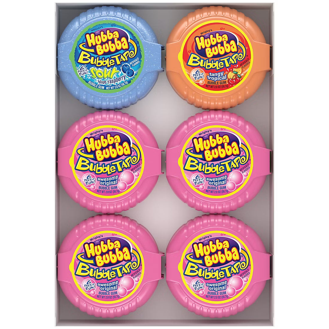 Hubba Bubba Bubble Gum Candy, Variety Pack, 6-Foot Roll, 12 ct.