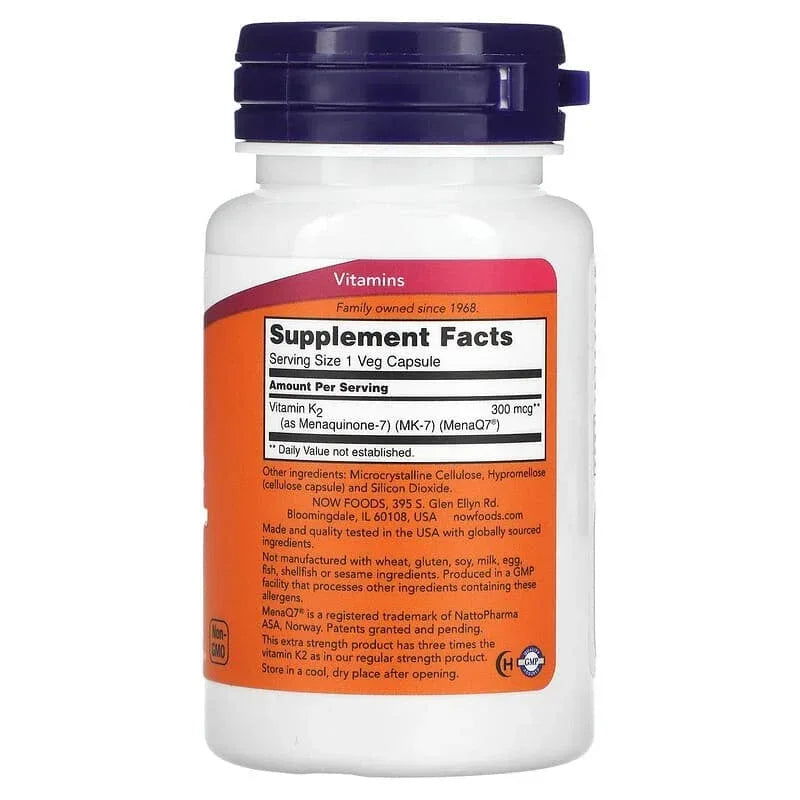 NOW Foods, MK-7 Vitamin K-2, 300 mcg, Veg Capsules