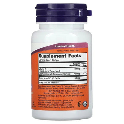 NOW Foods, CoQ10 With Selenium & Vitamin E, 50 Softgel