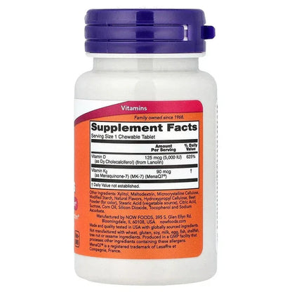 NOW Foods, D3 + K2 Chewables, 90 Chewables Tablets