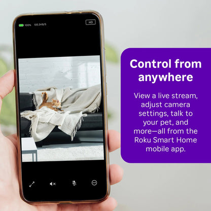 Roku Indoor Camera SE - Home Security - 2-Pack - Wired Security Camera with 1080p HD & Wi-Fi 6