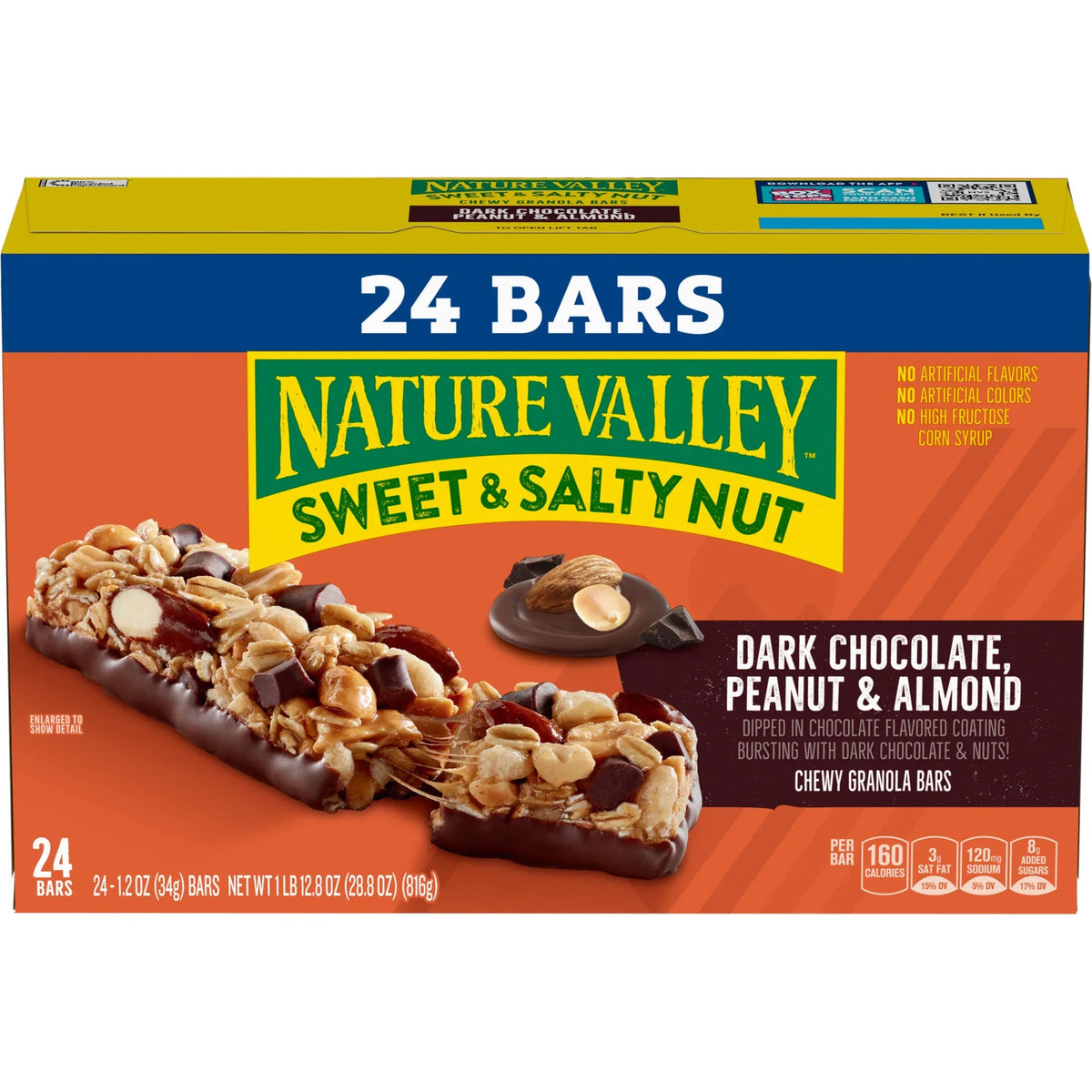 Nature Valley Sweet and Salty Nut Bars, Dark Chocolate Peanut Almond, 24 Bars, 28.8 oz