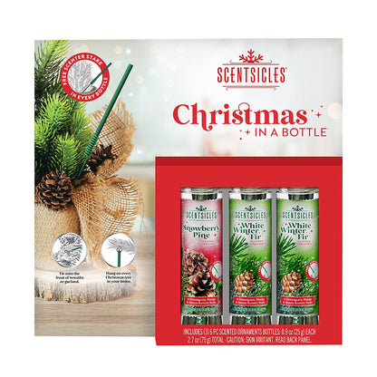 Scentsicles, 3 pk. 6 Pc. Stick Scented Ornament, 2 White Winter Fir, 1 O Christmas Tree