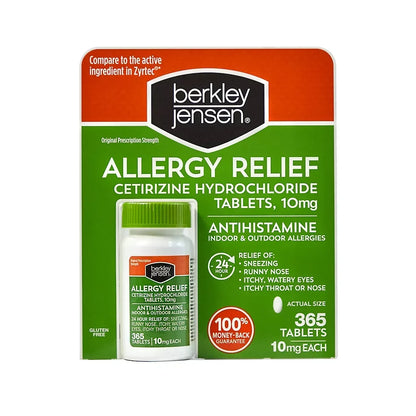 Berkley Jensen Allergy Relief Cetirizine Hydrochloride 10 mg Tablets – 365 Count Antihistamine