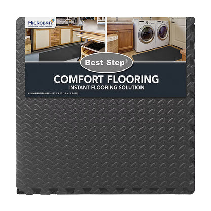 Gray Diamond Plate Foam Floor Tiles, 6-Pack – Interlocking Mats by Best Step