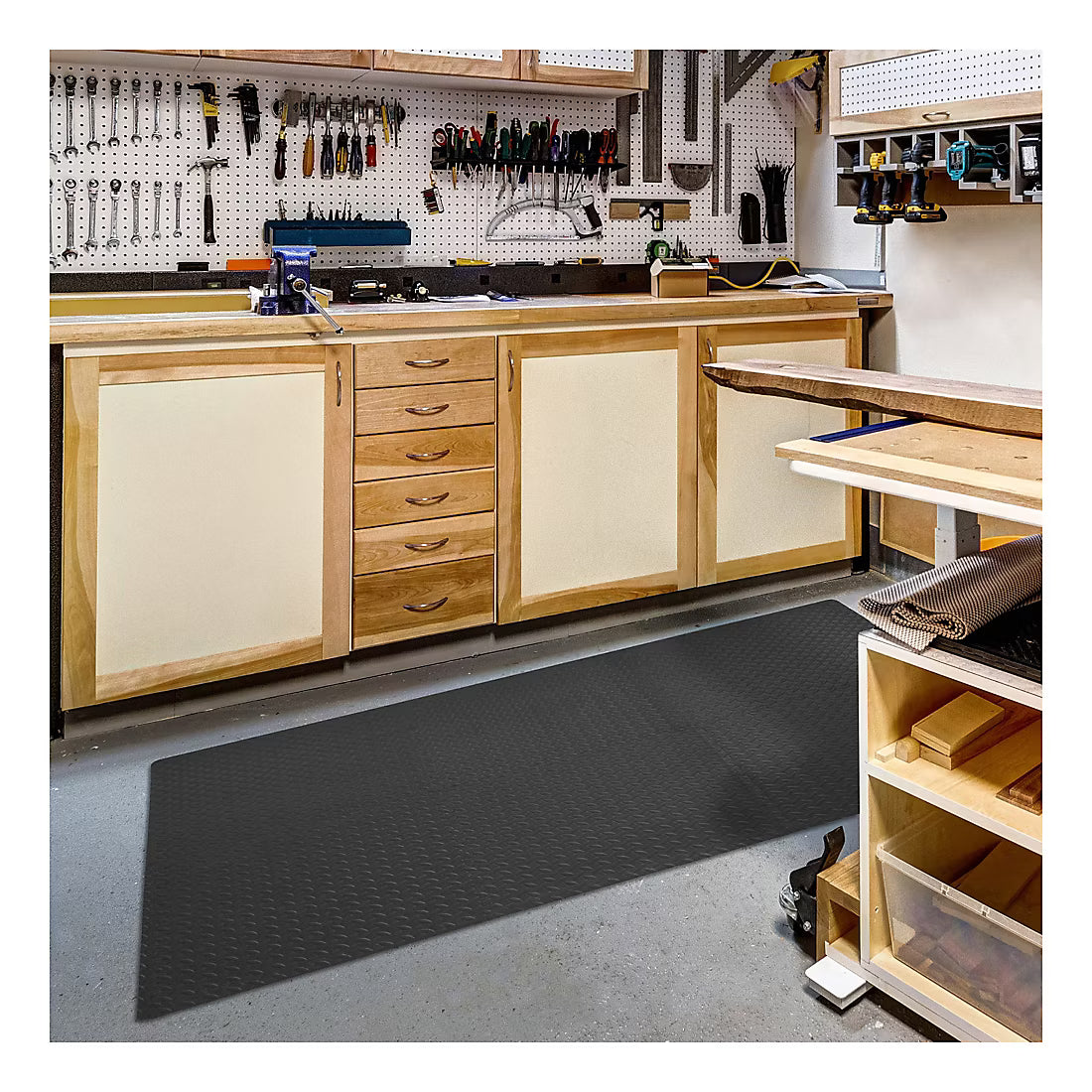 Gray Diamond Plate Foam Floor Tiles, 6-Pack – Interlocking Mats by Best Step