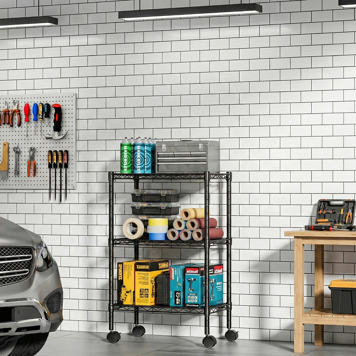 edx 3 Tier Metal Shelving Unit, 23.62"W x 13.78"D x 30"H Height Adjustable Wire Storage Shelves Holds Up to 750 LBS, Black