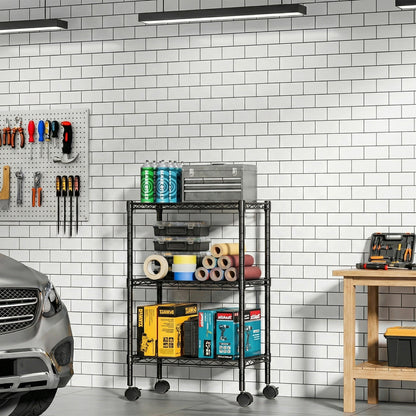 edx 3 Tier Metal Shelving Unit, 23.62"W x 13.78"D x 30"H Height Adjustable Wire Storage Shelves Holds Up to 750 LBS, Black