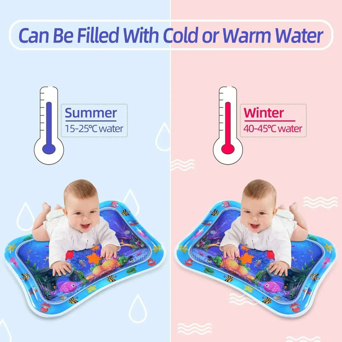 Tummy Time Mat, BUSATIA Inflatable Water Mat for 3 6 12 Months Infant Baby Girls Boys Newborn
