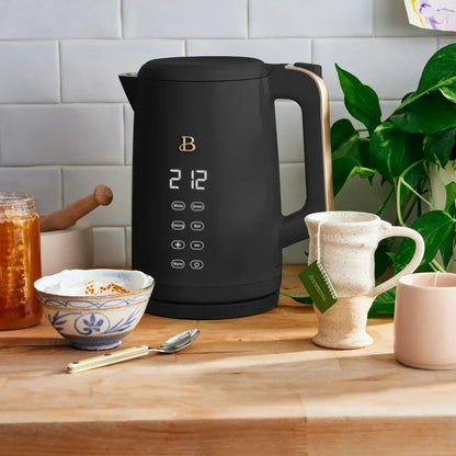 Beautiful 1.7-Liter Electric Kettle 1500 W with One-Touch Activation, sesame black by Drew Barrymore