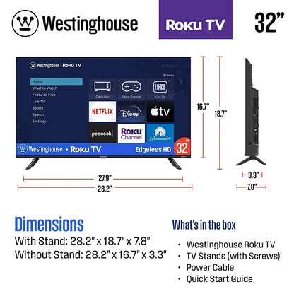 Westinghouse 32" HD Roku TV with 3-Year Coverage