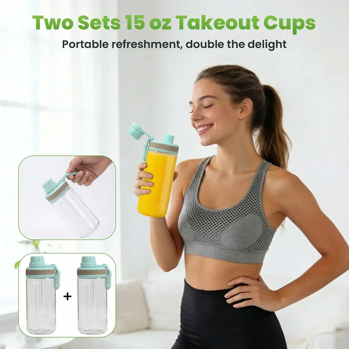 Personal Blender for Smoothies & Shakes, Portable Blender with 2 BPA-Free 15oz Cups, Ice Crushing for Kitchen Travel Gym, Includes Recipe Book, Blue