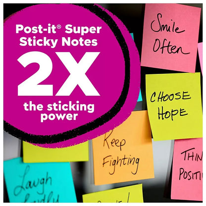 Post-it Super Sticky Notes, 4" x 6", Supernova Neons Collection, Lined