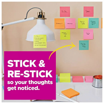 Post-it Super Sticky Notes, 4" x 6", Supernova Neons Collection, Lined