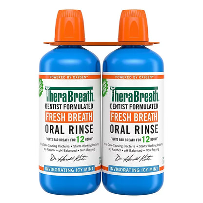 TheraBreath Fresh Breath Mouthwash, Alcohol-Free, Icy Mint, 2 pk./1L