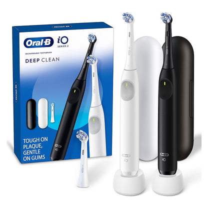 Oral-B iO Series 2 Deep Clean Rechargeable Electric Powered Toothbrushes, Pure White, Night Black, 2 ct.