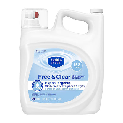 Berkley Jensen Ultra Laundry Detergent - Free & Clear, 152 loads/200 oz.