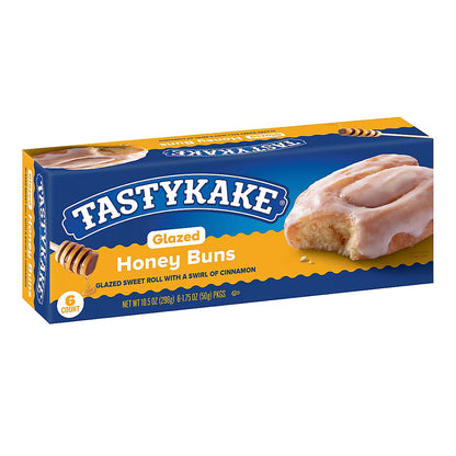 Tastykake Glazed Honey Buns, Individually Wrapped Pastry Snacks, 6 ct.