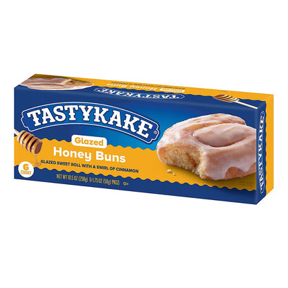 Tastykake Glazed Honey Buns, Individually Wrapped Pastry Snacks, 6 ct.