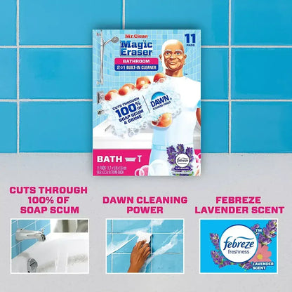 Mr. Clean 2-In-1 Bathroom Magic Eraser Sponges, 11 ct.