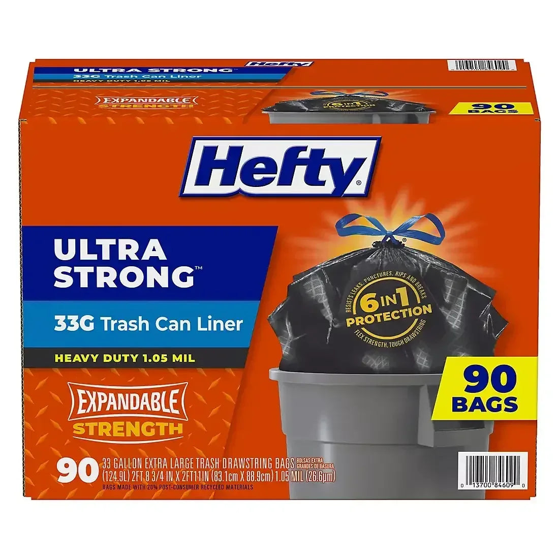 Hefty Ultra Strong Large Trash Can Liners, 90 ct./33 gal.