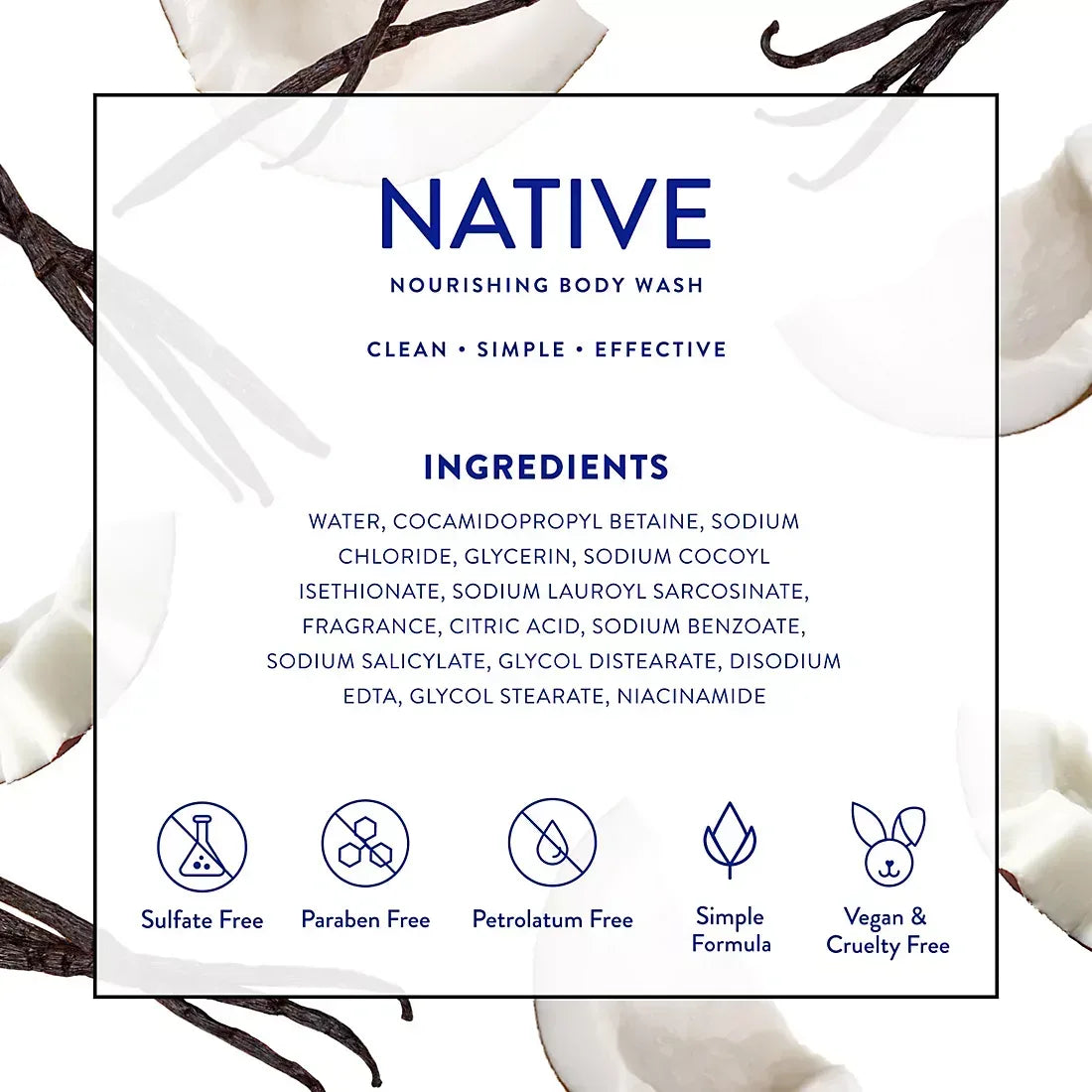 Native Nourishing Body Wash Coconut & Vanilla, 2 pk./36 oz.