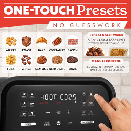 Gourmia 7-Quart Digital Air Fryer with Glass Basket and 12-One Touch Cooking Presets