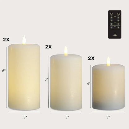 Lumipur Essential Wax Pillar 6 pk. Linen White with Remote