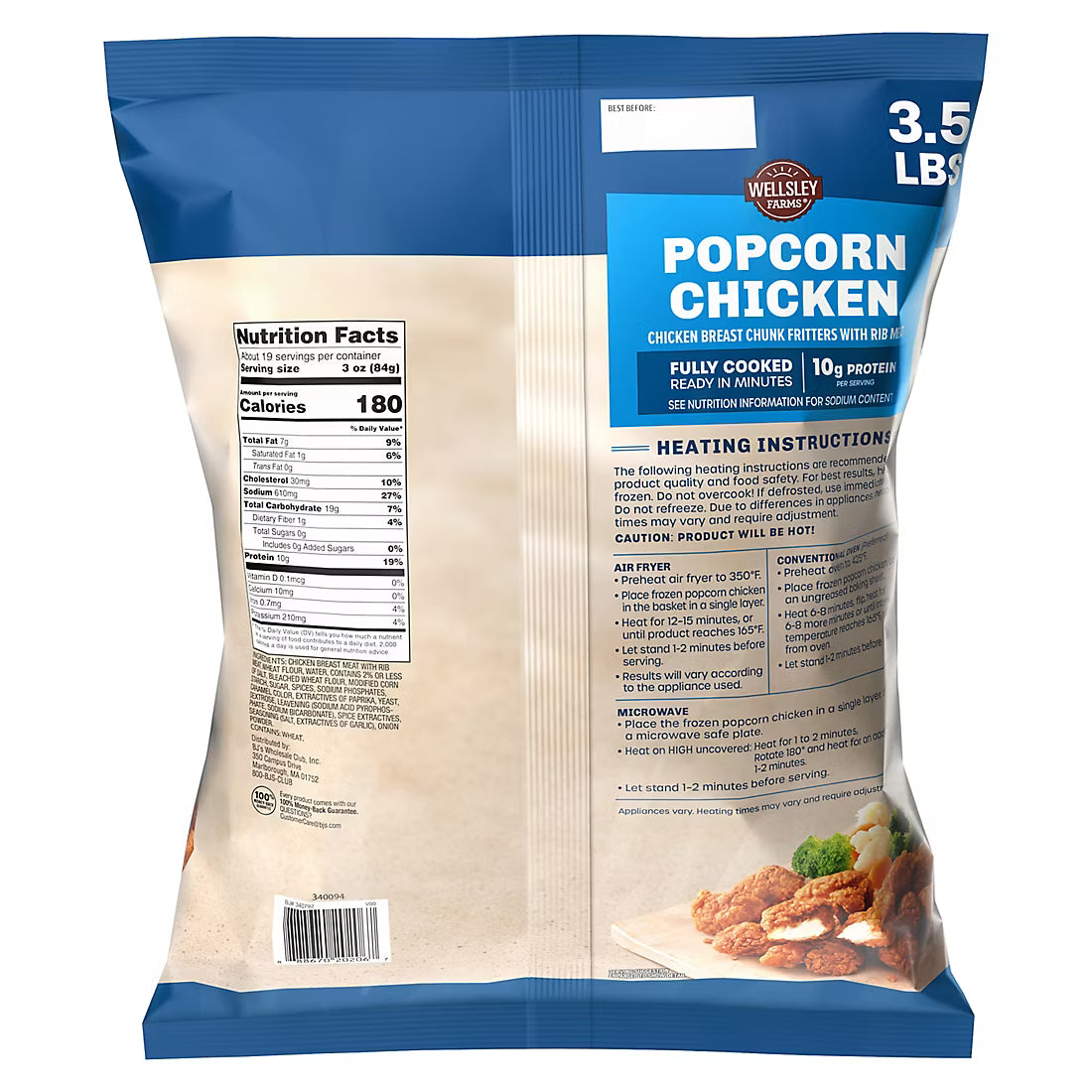 Wellsley Farms Popcorn Chicken, Serves 19, 3.5 lbs.