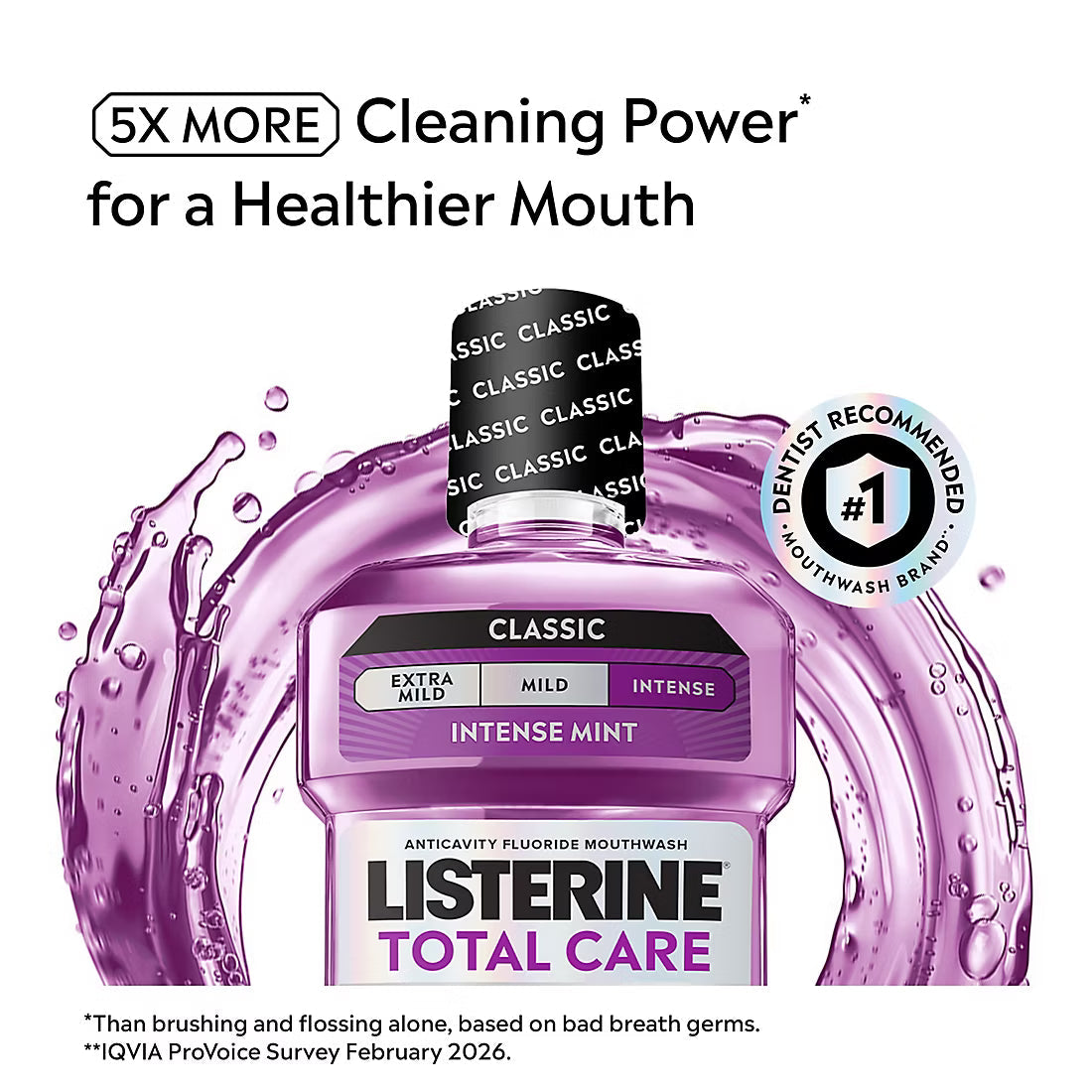 Listerine Total Care Anticavity Fresh Mint Mouthwash, 3 pk./1L