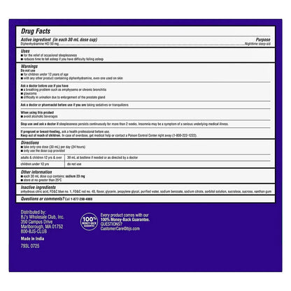 Berkley Jensen Nighttime Sleep Aid Diphenhydramine HCl 50 mg Liquid, 12 fl oz Bottles, 3 Pack