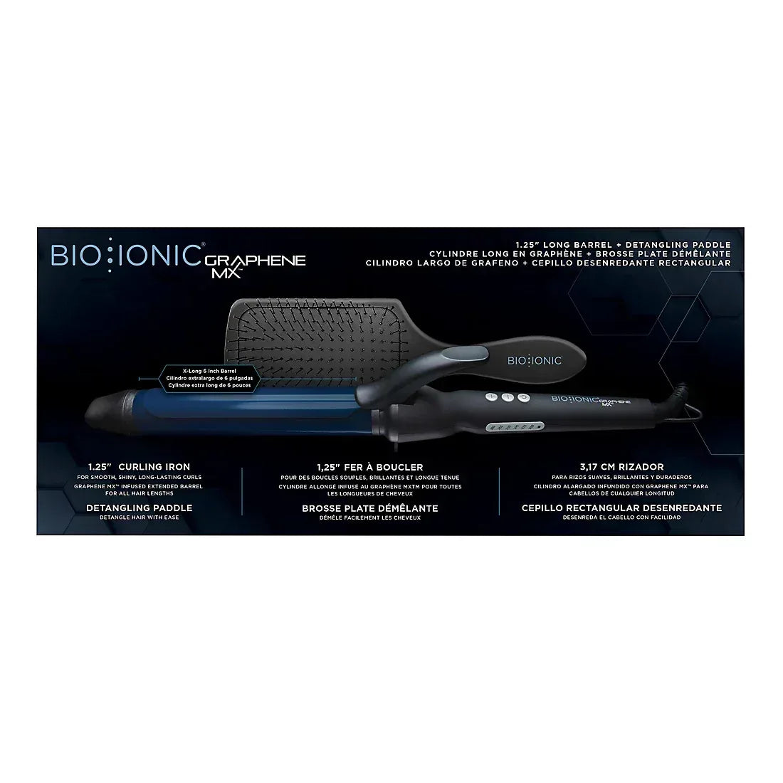 Bio Ionic Graphene MX Long Barrel Curling Iron 1.25" with Brush
