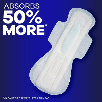 Always Ultra Thin Overnight Feminine Pads with Wings for Women, Size 4, Overnight, Unscented, 80 ct.