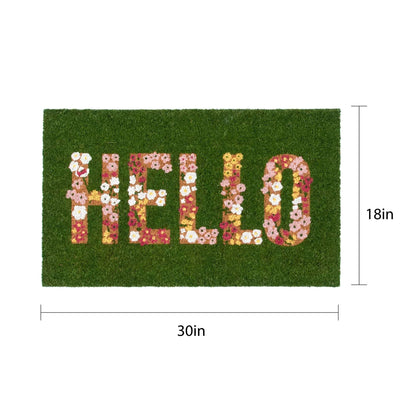 Mainstays Hello Flower Garden Outdoor Coir Doormat, 18"x30"