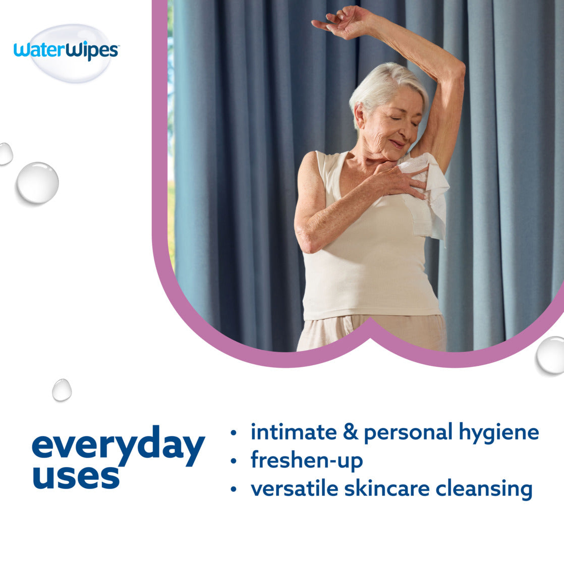 WaterWipes Sensitive Body & Intimate Wipes, 3-In-1 Cleans, Cares, Protects, 99.9% Water, Unscented & Hypoallergenic Hygiene Wet Wipes, Adult Care, 3 Packs (90 Wipes)
