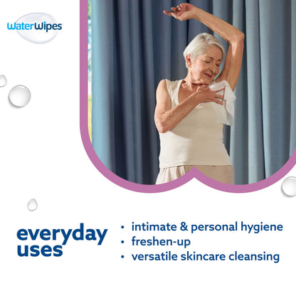 WaterWipes Sensitive Body & Intimate Wipes, 3-In-1 Cleans, Cares, Protects, 99.9% Water, Unscented & Hypoallergenic Hygiene Wet Wipes, Adult Care, 3 Packs (90 Wipes)