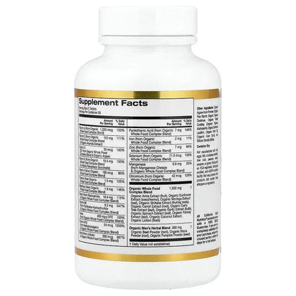 California Gold Nutrition, Organic Whole Food Men's 40+ Multivitamin with Organic Amla Extract, Organic Sunflower Extract, Organic Moringa Extract, and Organic Shiitake Extract , 60 Tablets