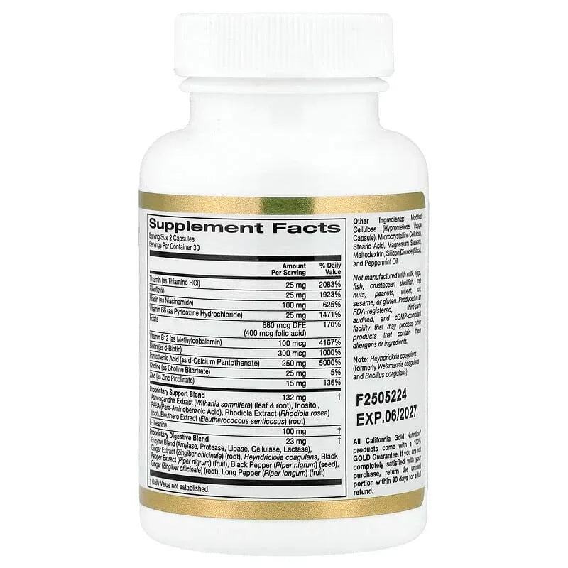 Stress Support with L-Theanine, Ashwagandha, Botanical Blend, and Enzymes, 60 Veggie Capsules