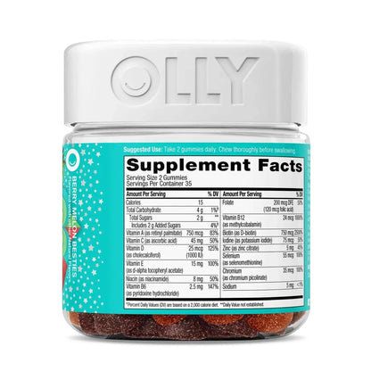 OLLY Teen Girl Multivitamin Gummy, Wellness Support, Strawberry Melon Flavored, 70 Ct
