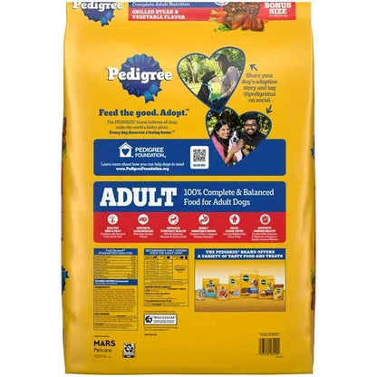 Pedigree Complete Nutrition Adult Dry Dog Food, Grilled Steak & Vegetable Flavor, BONUS SIZE 20 lb. Bag