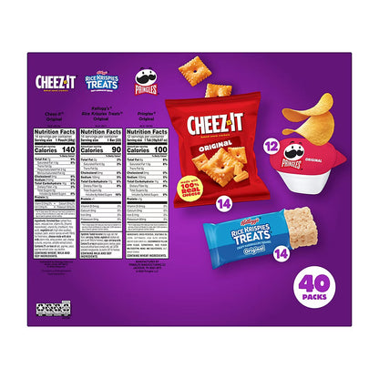 Cheez-It, Pringles, Rice Krispies Treats, Kids Snacks, Sweet and Salty Variety Pack, 40 ct.
