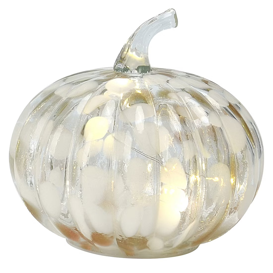Berkley Jensen Marble Glass Pumpkin with LED Light, 3 Pc.