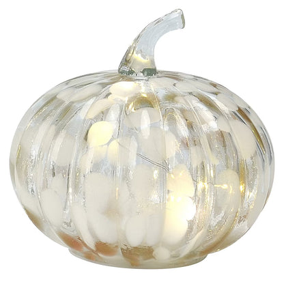 Berkley Jensen Marble Glass Pumpkin with LED Light, 3 Pc.