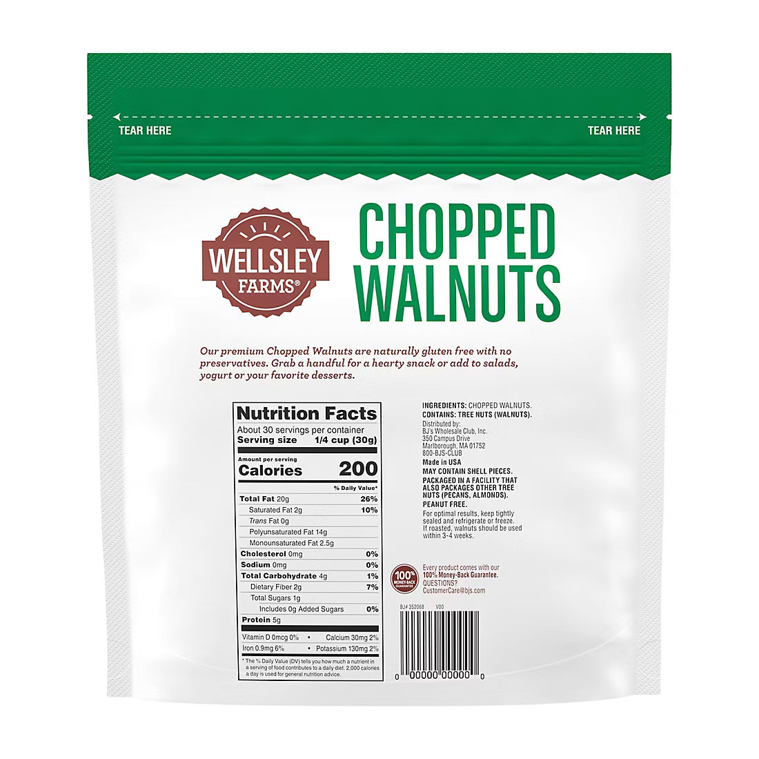 Wellsley Farms California Grown Chopped Walnuts, Healthy Snacking, 2 lbs.