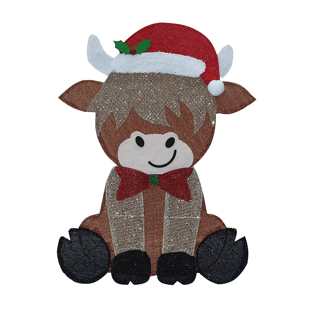 Berkley Jensen 32" Glitter Mesh Highland Cow